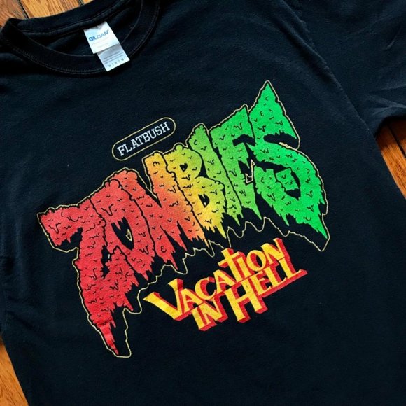 Limited 2018 Flatbush Zombies Vacation in Hell Men Black Red Yellow Green TShirt - Picture 2 of 4